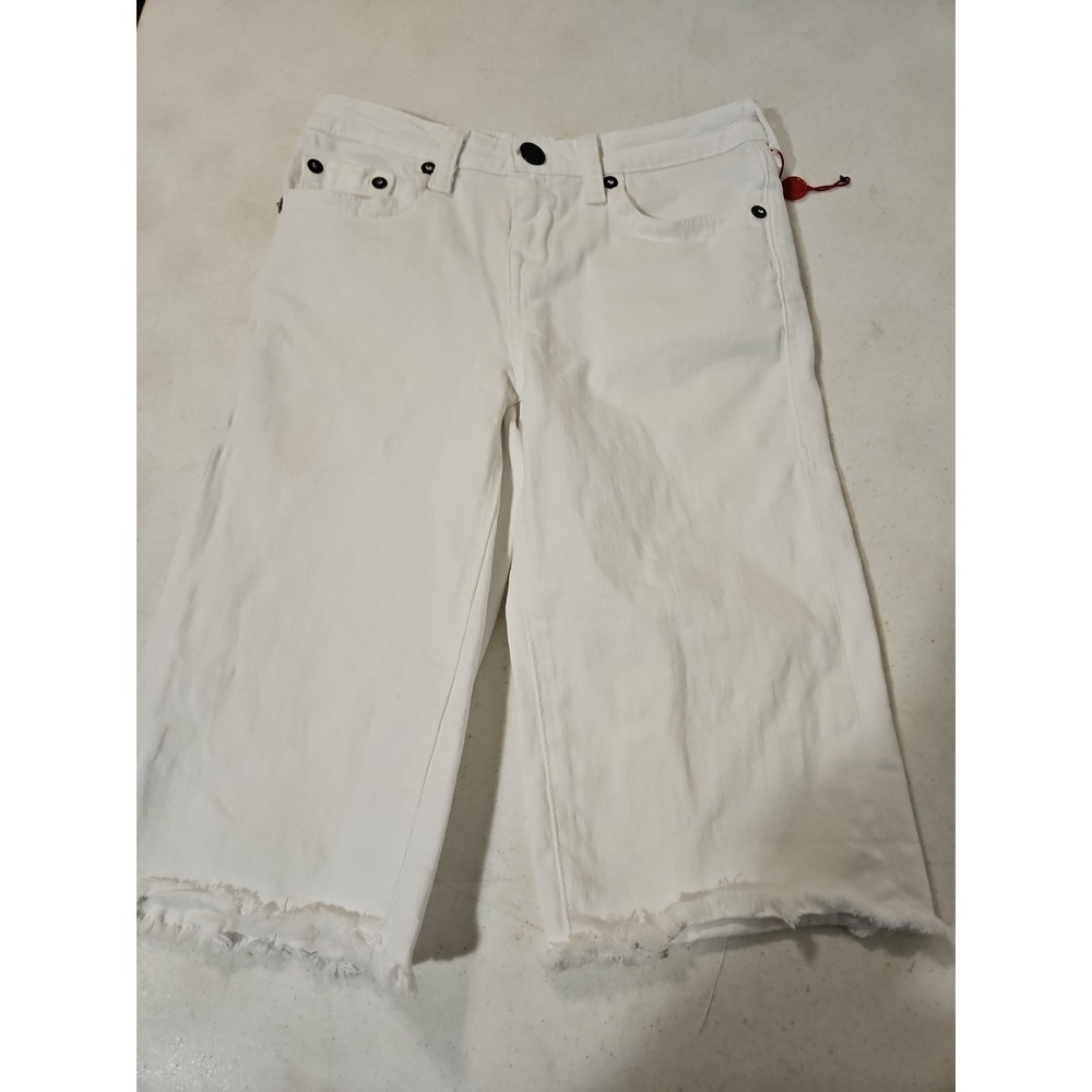 True Religion Geno Rolled Up Short Boys Size 14 White Denim Cut Off Shorts (1955